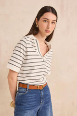LILAC STRIPED COTTON T-SHIRT