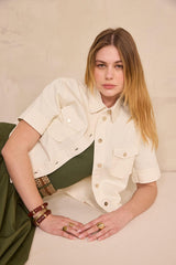 DIEGO CREAM SHORT-SLEEVE DENIM SHIRT