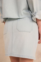 EYELET LIGHT BLUE SHORT DENIM SKIRT