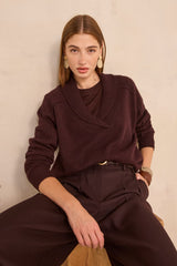 AUGUSTE EGGPLANT SAILOR COLLAR WOOL SWEATER
