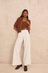 ADELE CARAMEL SHORT SLEEVE CARDIGAN
