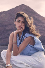 MACAO SLEEVELESS DENIM COTTON BLOUSE
