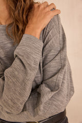 THEOPHILE ANTHRACITE LONG SLEEVE WOOL T-SHIRT