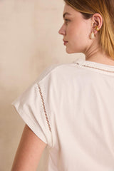 LOUISE WHITE FINE DETAIL COTTON T-SHIRT
