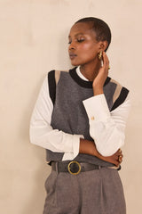 ANOUK DARK GRAY SLEEVELESS WOOL SWEATER