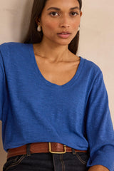 LIANA ROYAL BLUE 3/4 SLEEVE T-SHIRT