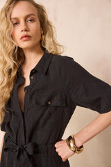 BETANIE STRAIGHT LINEN FLOWY DRESS