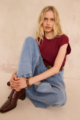 TIMEO RED SHORT-SLEEVE COTTON T-SHIRT