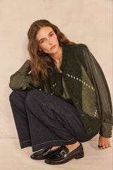 ALPHA FIR GREEN SLEEVELESS MOHAIR CARDIGAN