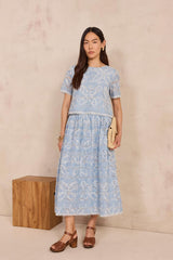 ORIZON EMBROIDERED COTTON SKIRT