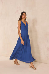 LAMORE PLEATED SPAGHETTI STRAP DRESS