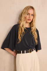 TRAVIS BLACK 3/4 SLEEVE T-SHIRT