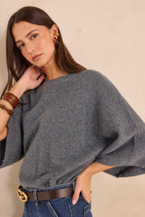 CODY GREY 3/4 SLEEVE CASHMERE SWEATER