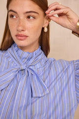 MORGANE STRIPED LAVALLIERE BLOUSE