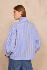 MORGANE STRIPED LAVALLIERE BLOUSE