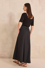 ORELIE COTTON TIE-WAIST TRAPEZE SKIRT