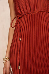 BELL BRICK PLEATED STRAIGHT DRESS