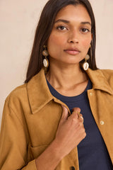 CLARA 3/4 SLEEVE LEATHER SHIRT