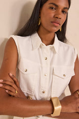 MELIA SLEEVELESS BRAIDED COTTON BLOUSE