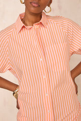 BEST CORAL STRIPED COTTON SHIRT DRESS