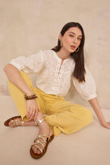 SANDY LEMON WIDE TROUSERS