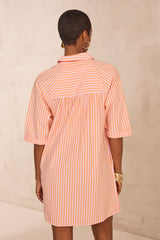 BEST CORAL STRIPED COTTON SHIRT DRESS