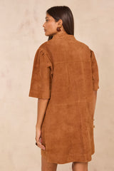 PENNY SUEDE LEATHER STRAIGHT DRESS