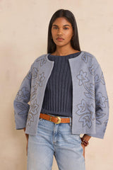 VITALIE PETROL EMBROIDERED COTTON JACKET