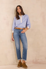 SONIA MID-RISE COTTON BLEND JEANS