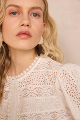 DORIS EMBROIDERED LONG-SLEEVE COTTON BLOUSE