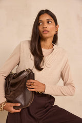 FLYNN NATURAL LONG SLEEVE SILK BLEND T-SHIRT