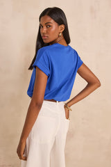 TRYSTAN ROYAL BLUE SHORT-SLEEVE COTTON T-SHIRT