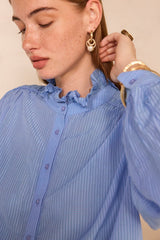 MONA STRIPED LONG-SLEEVE BLOUSE