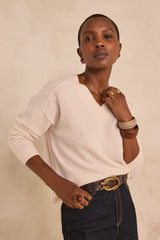 BARY PINK V-NECK CASHMERE SWEATER
