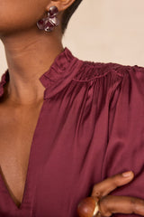 MAEVA BURGUNDY VISCOSE BLOUSE