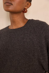 ALYA ANTHRACITE CAPE-STYLE CASHMERE SWEATER