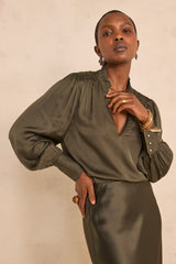 MAEVA KHAKI VISCOSE BLOUSE