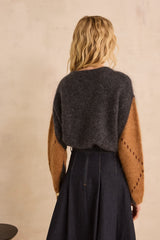 ALFONZO GREY MOHAIR BLEND SWEATER
