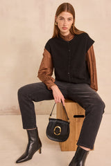 ADAM BLACK SLEEVELESS CARDIGAN