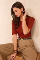 TESSY BRICK 3/4 SLEEVE T-SHIRT