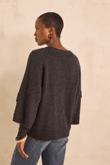 ALYA ANTHRACITE CAPE-STYLE CASHMERE SWEATER