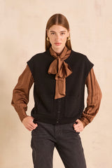ADAM BLACK SLEEVELESS CARDIGAN