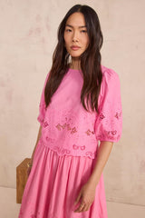 DAWSON PINK EMBROIDERED BLOUSE