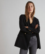 FLORINE BLACK MICROFIBRE TAILORED JACKET