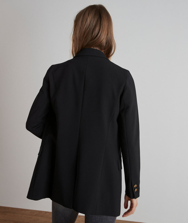 FLORINE BLACK MICROFIBRE TAILORED JACKET