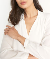 DAVINA ECRU TWO-FABRIC LOOSE-FITTING BLOUSE