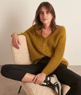 PADDY OLIVE POLYAMIDE WOOL AND MOHAIR CARDIGAN