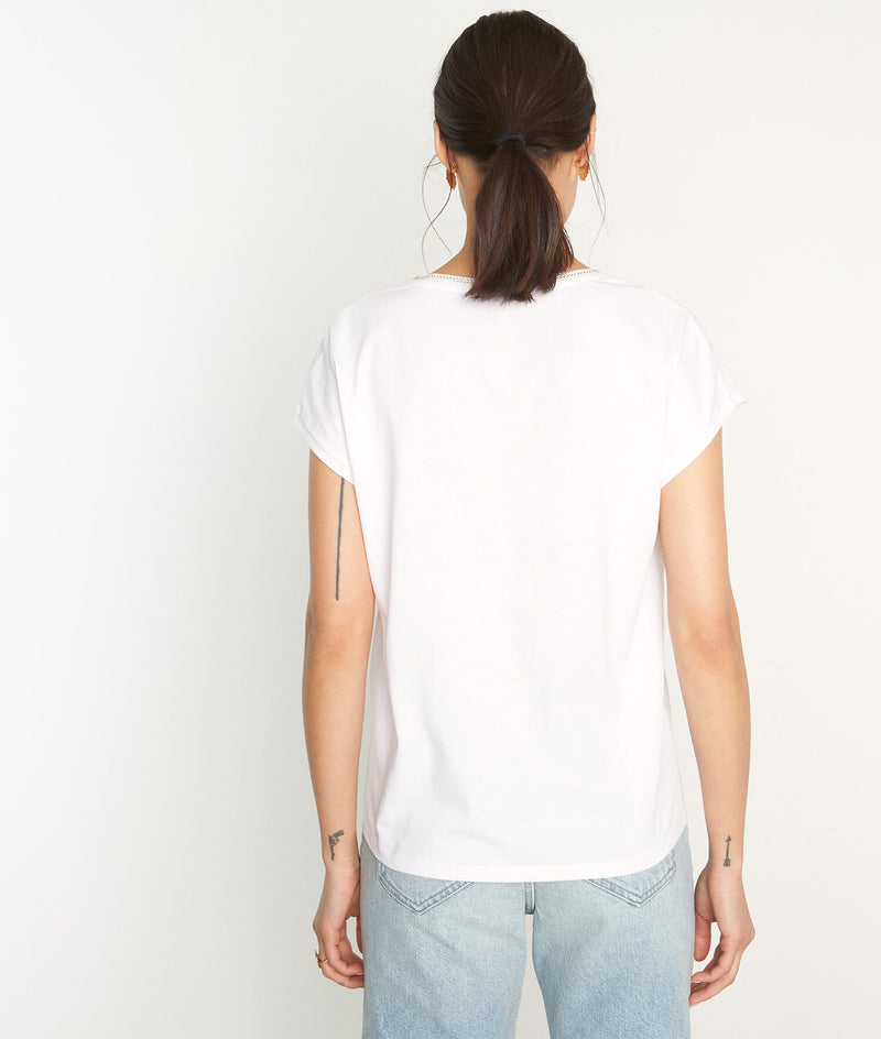 MYRTILLE WHITE ORGANIC-COTTON EMBROIDERED T-SHIRT