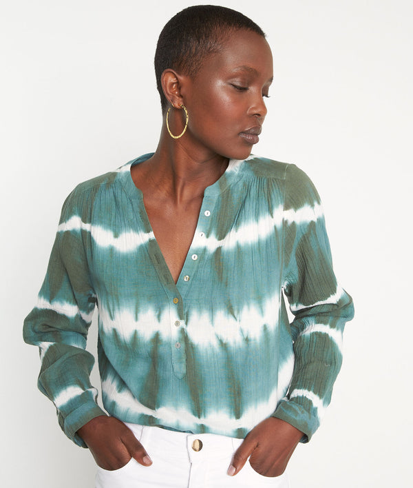 LAETI TIE-DYE PRINT COTTON BLOUSE