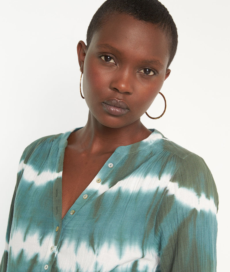 LAETI TIE-DYE PRINT COTTON BLOUSE